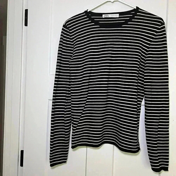 Zara Women's Black and Gold Striped Long Sleeve XL - Picture 1 of 8